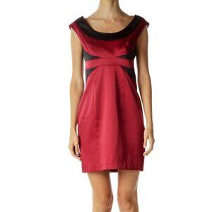 London Times Red Black Sheath Dress